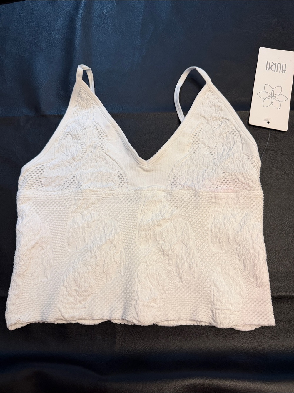 Aura White Textured Crop Camisole